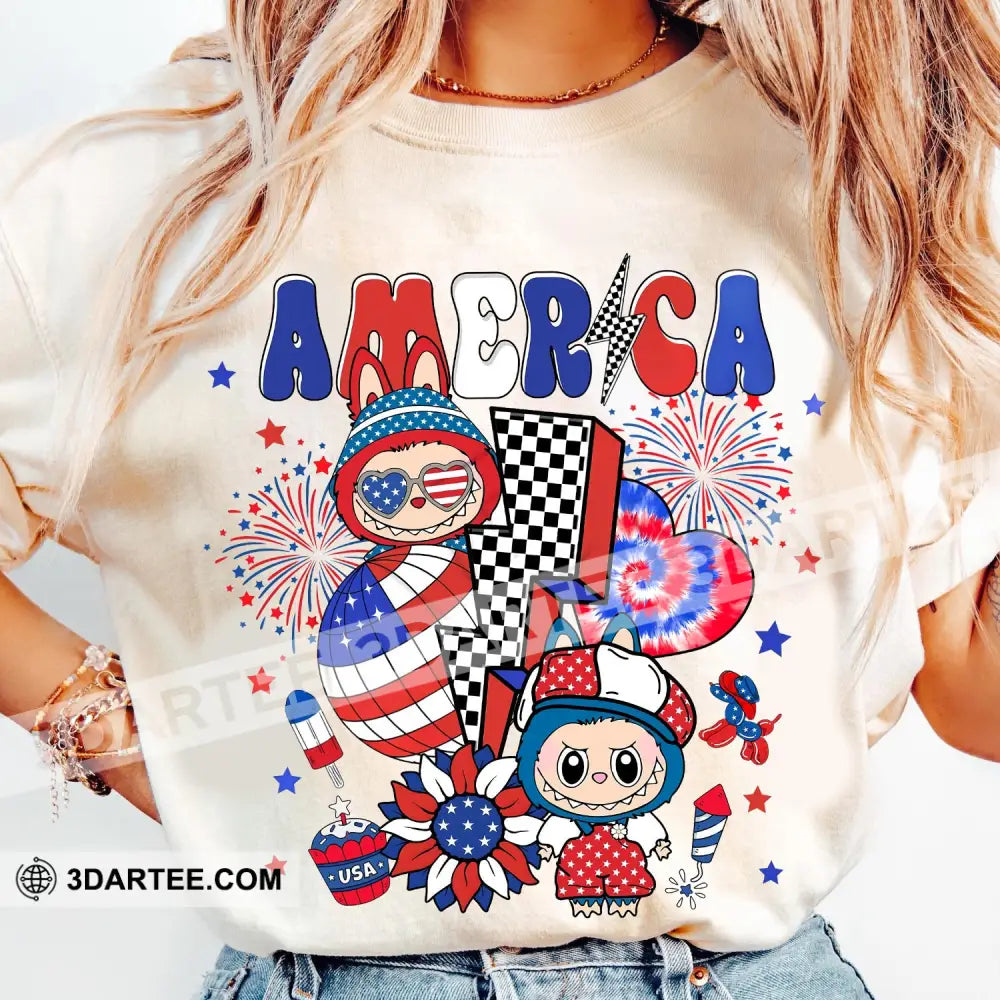 Kid And Adult T-Shirt - The Monsters Labubu T-Shirt America Cute Labubu Cute Collectible Gift Apparel