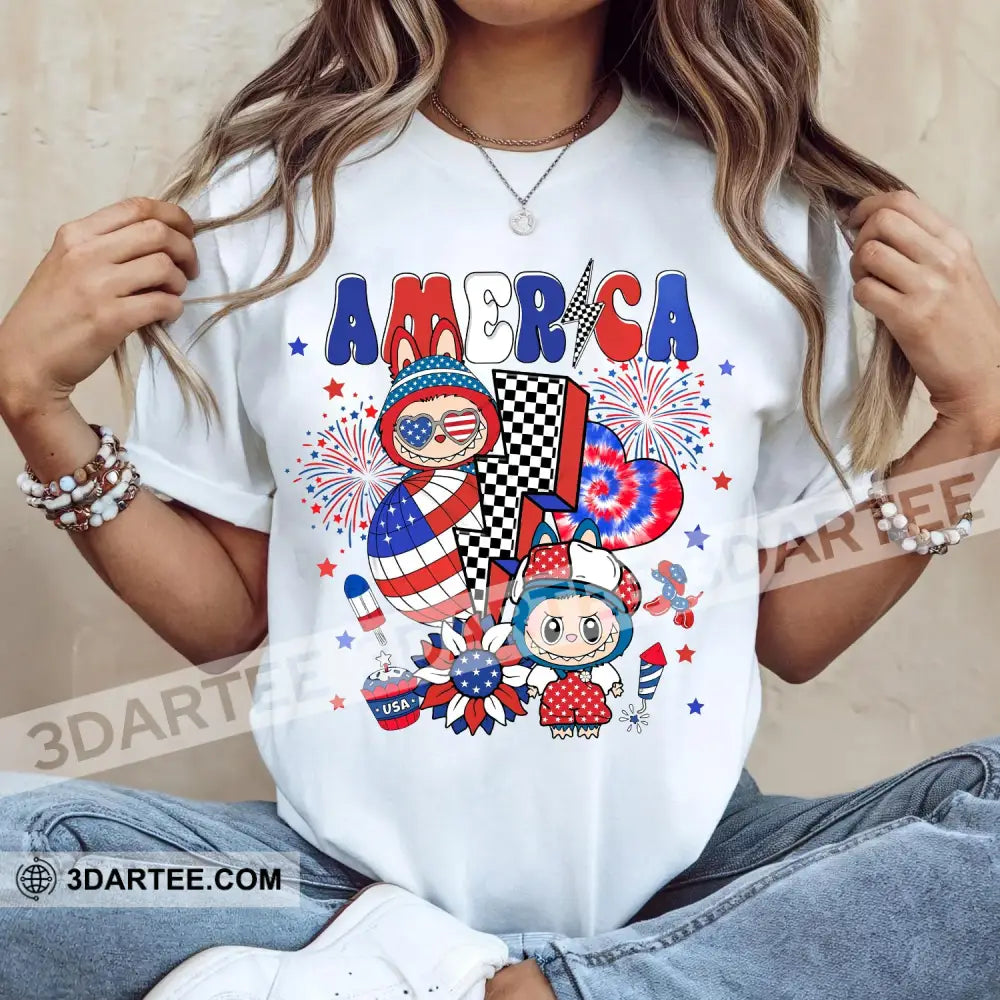 Kid And Adult T-Shirt - The Monsters Labubu T-Shirt America Cute Labubu Cute Collectible Gift Apparel