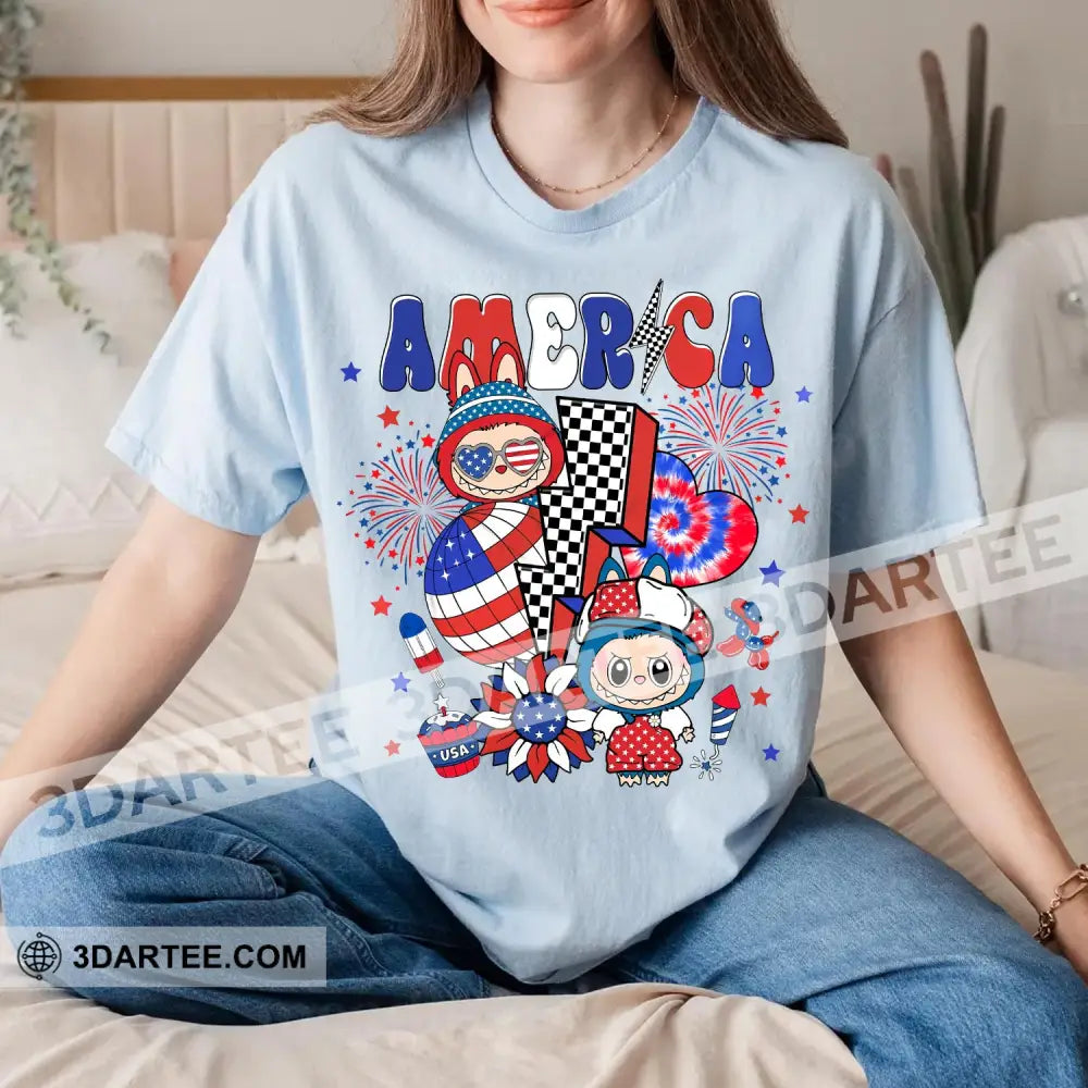 Kid And Adult T-Shirt - The Monsters Labubu T-Shirt America Cute Labubu Cute Collectible Gift Apparel