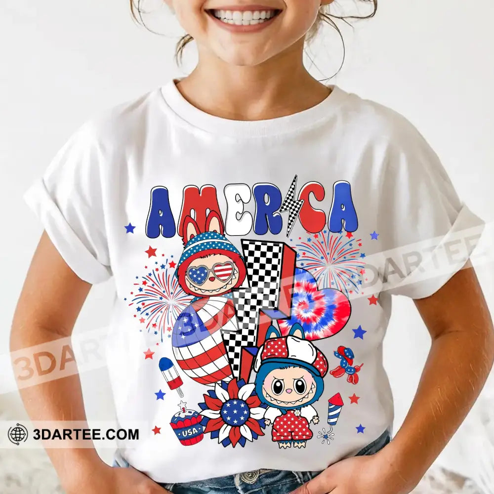 Kid And Adult T-Shirt - The Monsters Labubu T-Shirt America Cute Labubu Cute Collectible Gift Apparel