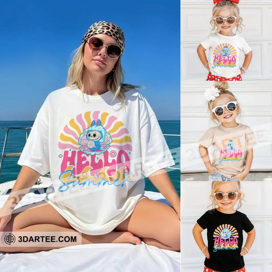 Kid And Adult T-Shirt - The Monsters Labubu T-Shirt Hello Summer Kid T-shirt / Black / XS Apparel