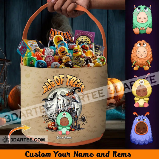 Kid Halloween Bag Of Treat - Personalized Halloween Spooky Basket 7’’ x 9’’