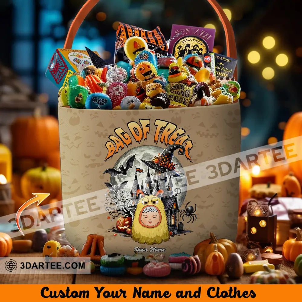 Kid Halloween Bag Of Treat - Personalized Halloween Spooky Basket