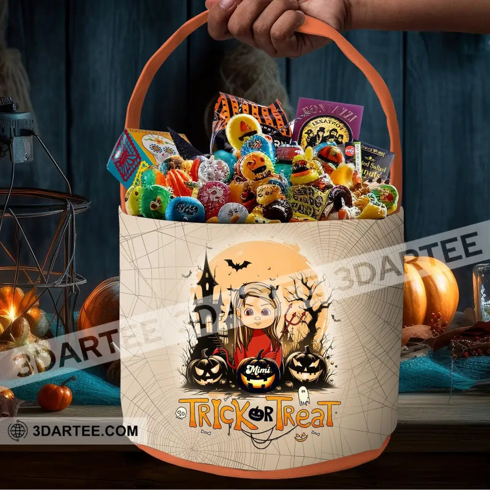 Kid Halloween Trick Or Treat Bag - Personalized Halloween Spooky Basket