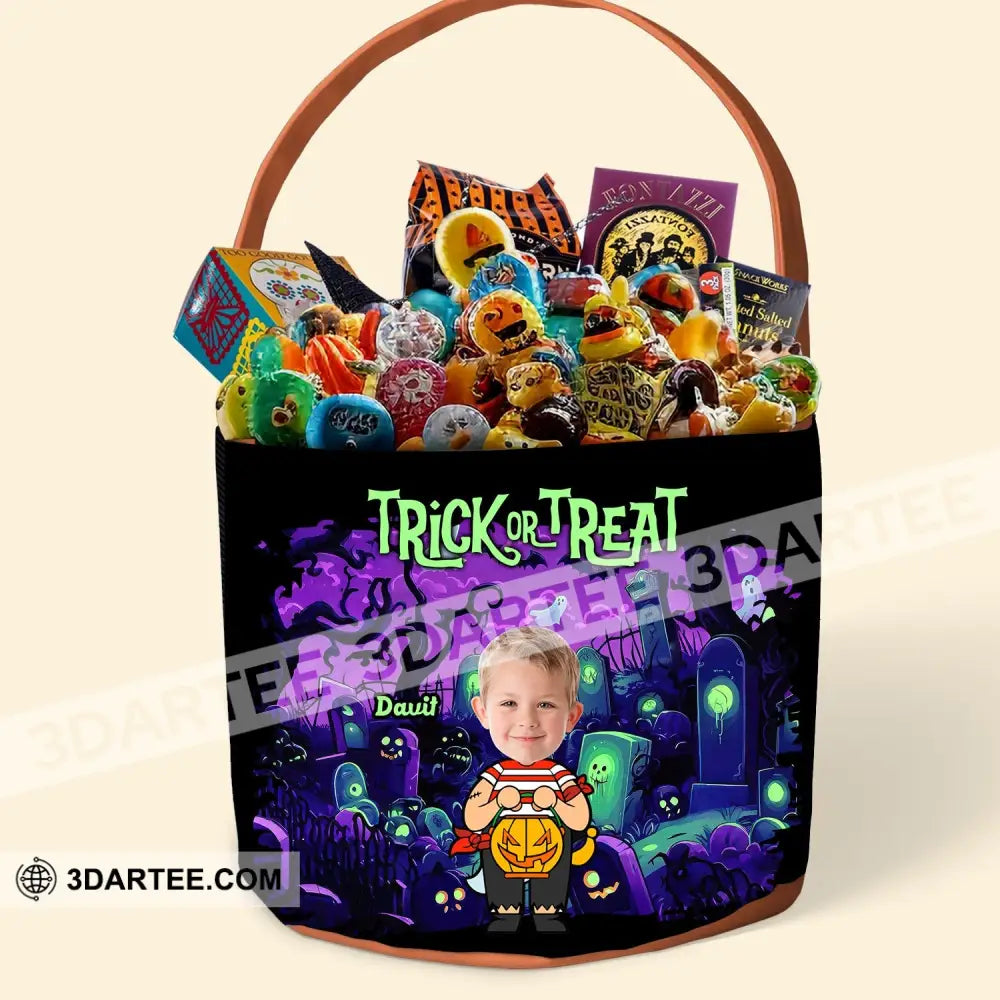 Kid Halloween Trick Or Treat Bag - Personalized Halloween Spooky Basket