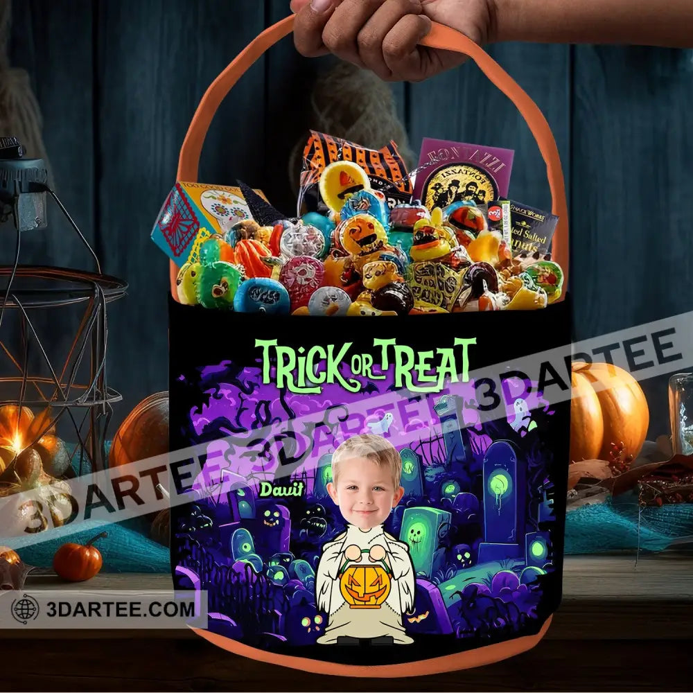 Kid Halloween Trick Or Treat Bag - Personalized Halloween Spooky Basket