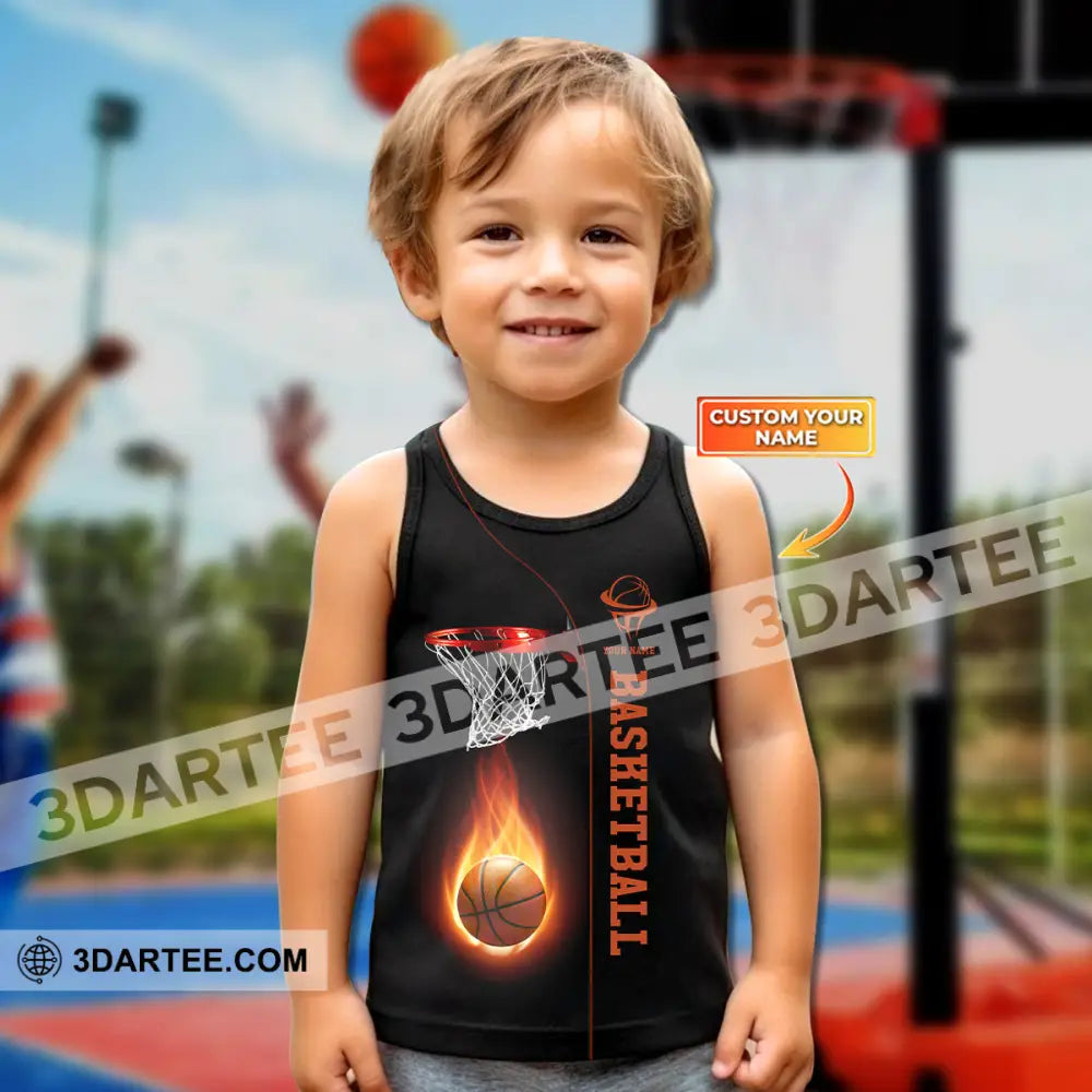 Kids Clothing Custom Name Basketball Tank And Shorts Toddler Top & Matching T-Shirt