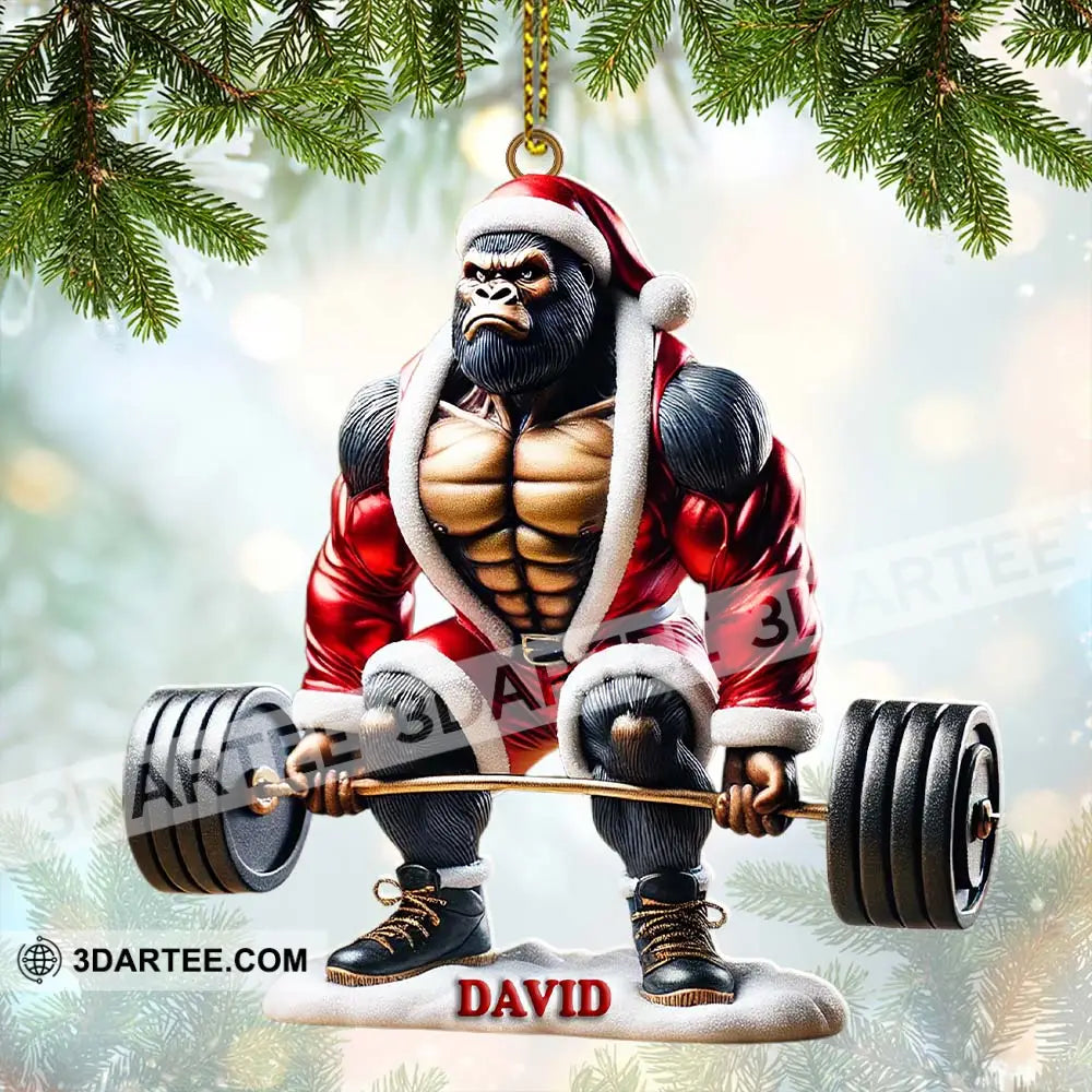 King Kong Weight Lifting Christmas Ornament Personalized Ornament Ornament
