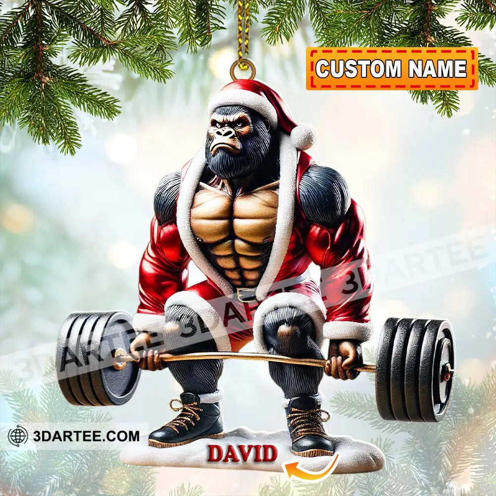 King Kong Weight Lifting Christmas Ornament Personalized Ornament 3.54’’ / 1 Ornament Ornament