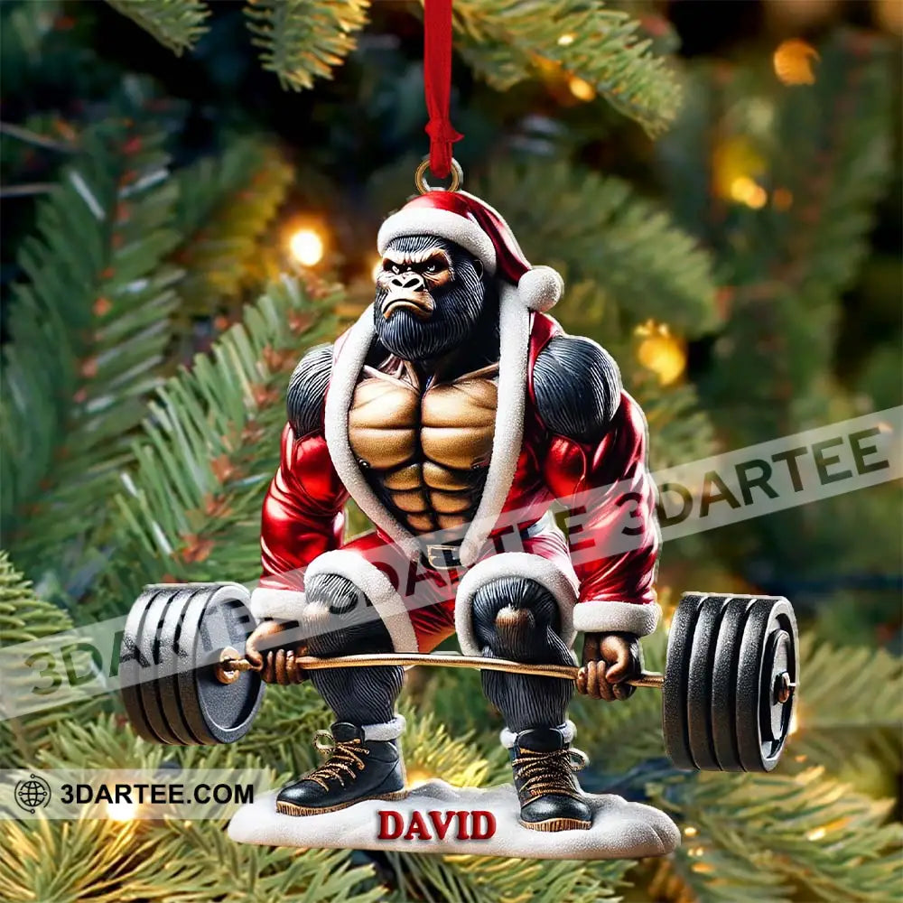 King Kong Weight Lifting Christmas Ornament Personalized Ornament Ornament