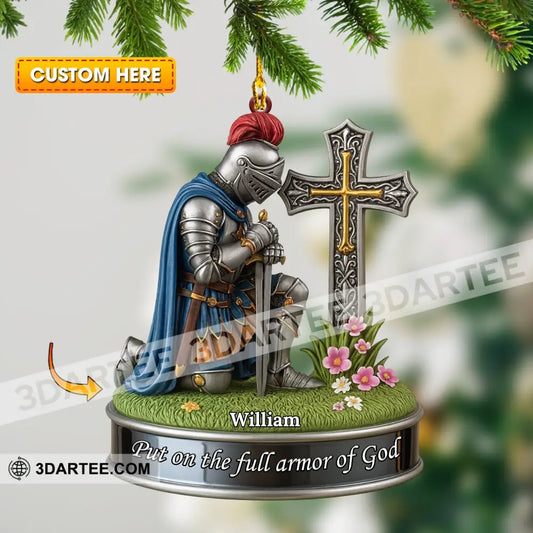 Kneeing Knight Gift For Christian Home Decor Christmas Ornament Personalized Ornament 3.54’’ / 1 Ornament Ornament