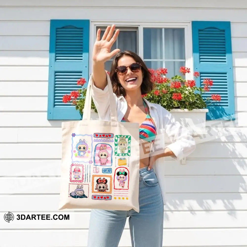 Labubu Summer Tote Bag The Funny And Cute Monsters Canvas Tote Bag Bag