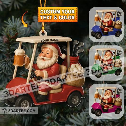 Love Beer And Golf Santa Home Decor Christmas Ornament Personalized Ornament 3.54’’ / 1 Ornament Ornament