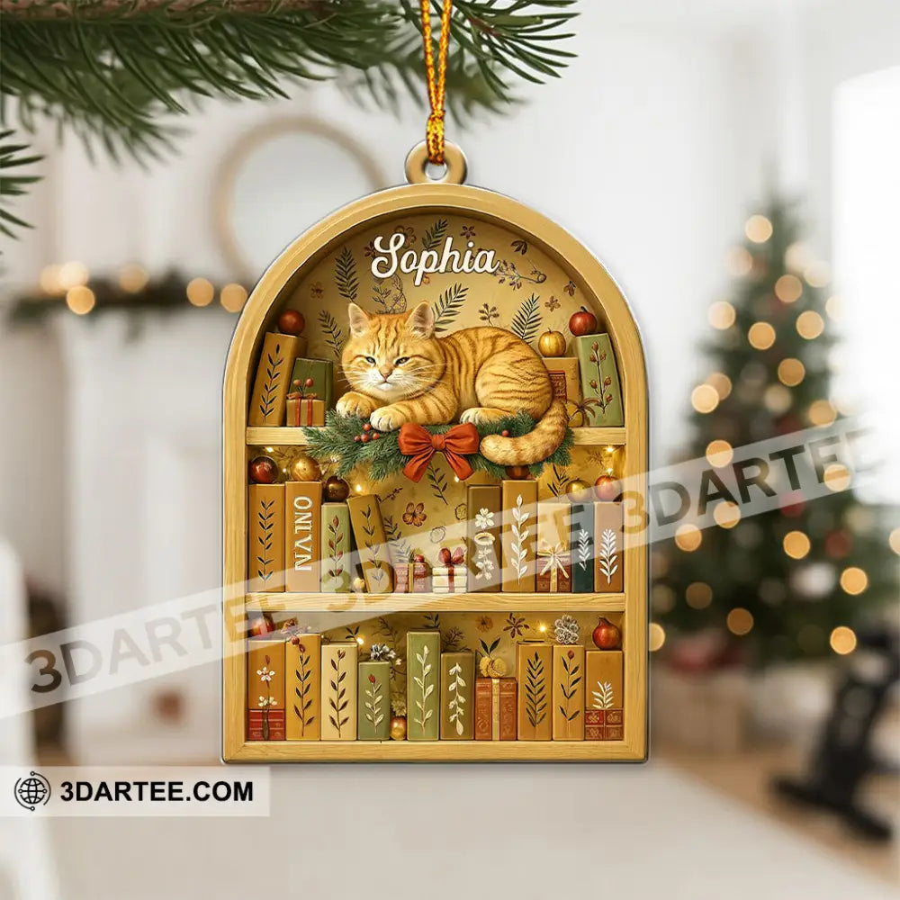 Love Book And Cat Home Decor Christmas Ornament Personalized Ornament Ornament