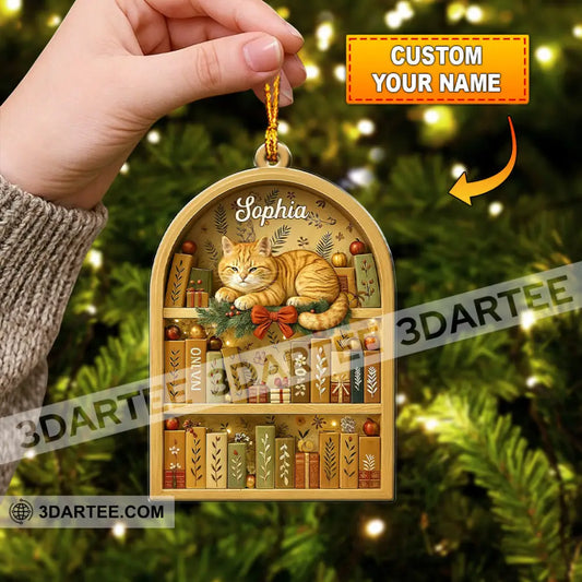 Love Book And Cat Home Decor Christmas Ornament Personalized Ornament 3.54’’ / 1 Ornament Ornament