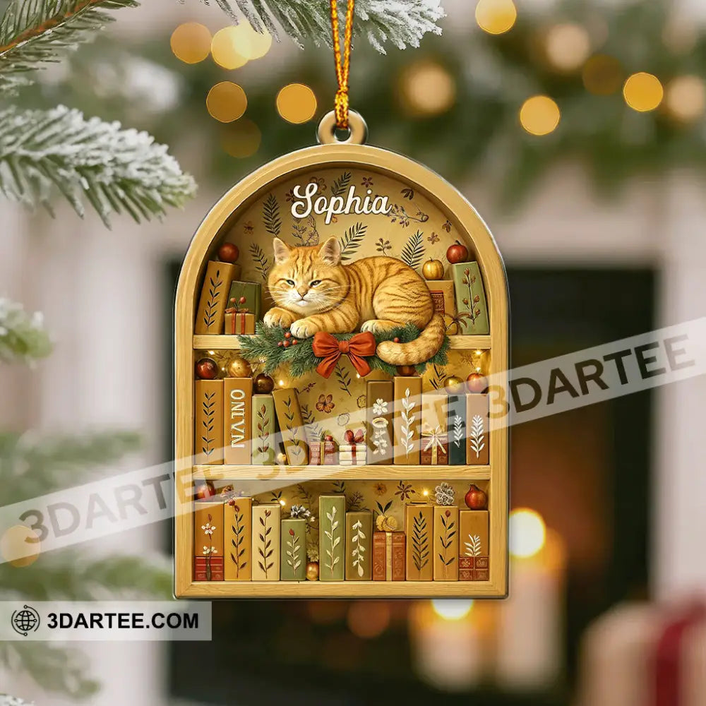 Love Book And Cat Home Decor Christmas Ornament Personalized Ornament Ornament