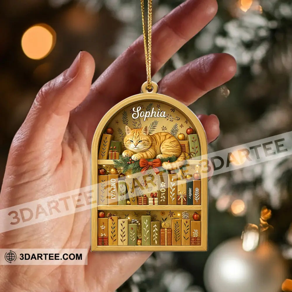 Love Book And Cat Home Decor Christmas Ornament Personalized Ornament Ornament