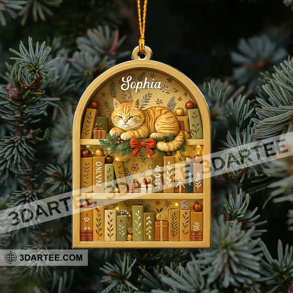 Love Book And Cat Home Decor Christmas Ornament Personalized Ornament Ornament