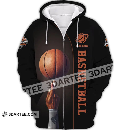 Man Shirt Basketball Custom Name T-Shirt Clothing Gift For Player Zipper Hoodie / S