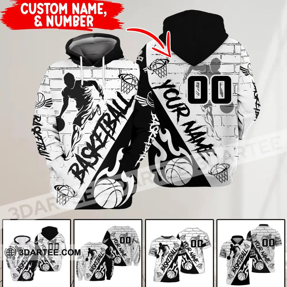 Man Shirt Basketball Custom Name T-Shirt Fire Gift For Player