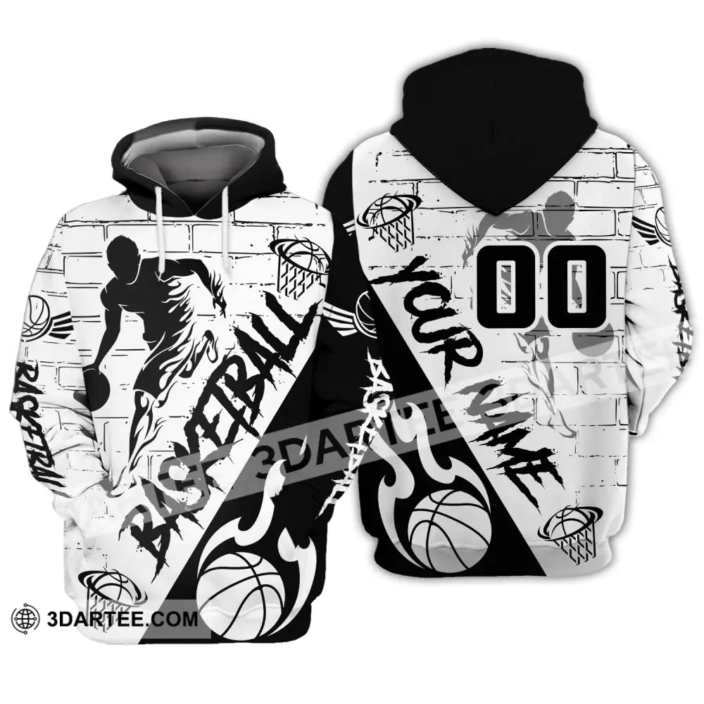 Man Shirt Basketball Custom Name T-Shirt Fire Gift For Player Hoodie / S