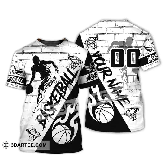 Man Shirt Basketball Custom Name T-Shirt Fire Gift For Player / S