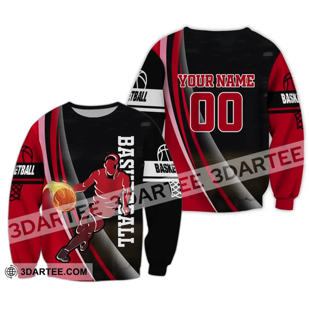 Man Shirt Basketball Custom Name T-Shirt Gift For Player Long Sleeve / S