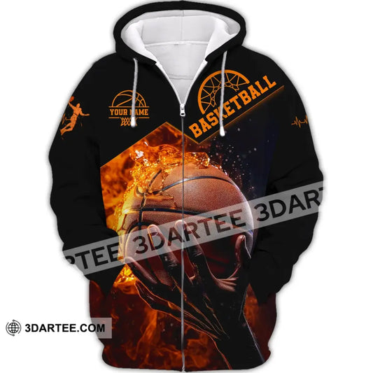 Man Shirt Basketball Custom Name T-Shirt Polo Gift For Player Zipper Hoodie / S