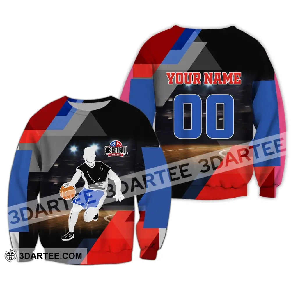 Man Shirt Basketball Custom Name T-Shirt Tournament Gift For Player Long Sleeve / S