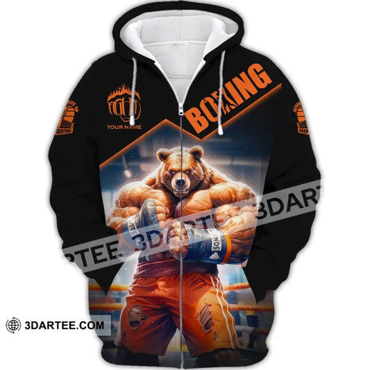 Man Shirt Boxing Custom Name T-Shirt Bear Gift For Lover Zipper Hoodie / S