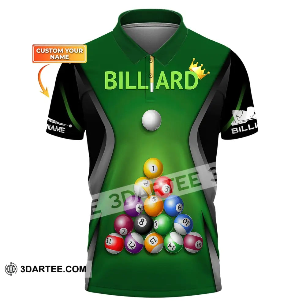 Man Shirt Custom Billiards Polo T-Shirt Balls For Players / S T-Shirt