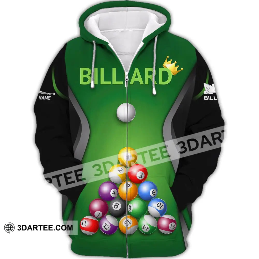 Man Shirt Custom Billiards Polo T-Shirt Balls For Players Zipper Hoodie / S T-Shirt