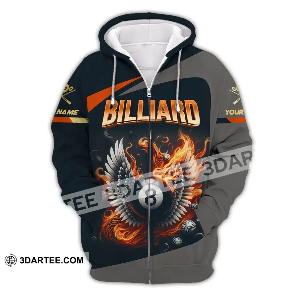 Man Shirt Custom Billiards T-Shirt Lover Gift For Players Zipper Hoodie / S T-Shirt