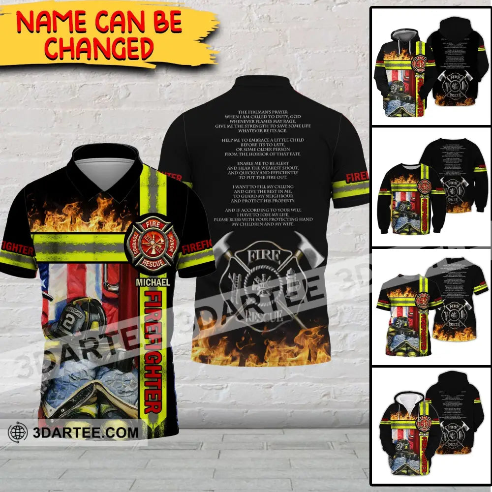 Man Shirt - Custom Fireman Name T-Shirt Fire Fighter Clothing T-Shirt