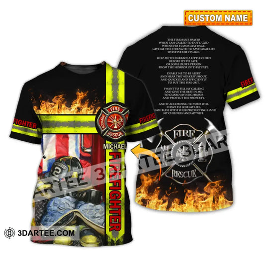 Man Shirt - Custom Fireman Name T-Shirt Fire Fighter Clothing T-Shirt