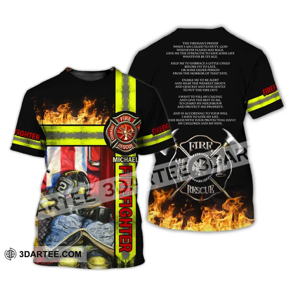 Man Shirt - Custom Fireman Name T-Shirt Fire Fighter Clothing / S T-Shirt