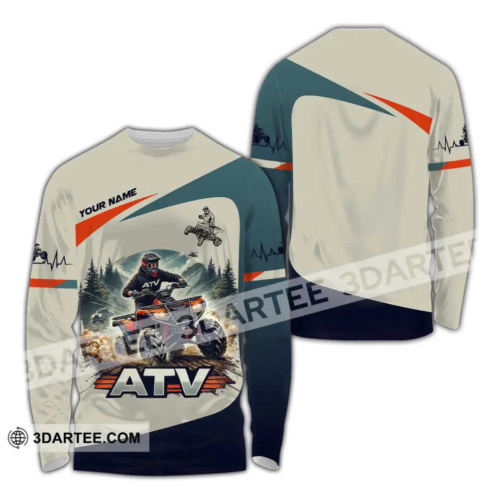 Man Shirt Custom Name All-Terrain Vehicle Atv Bike Polo Long Sleeve Gift / S T-Shirt