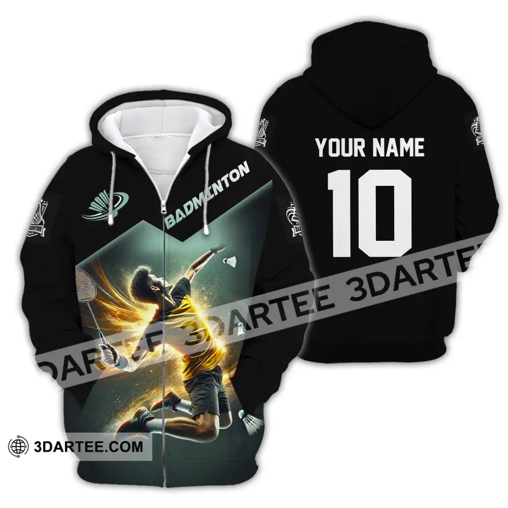 Man Shirt Custom Name And Number Badminton Polo Club Uniform T-Shirt Zipper Hoodie / S