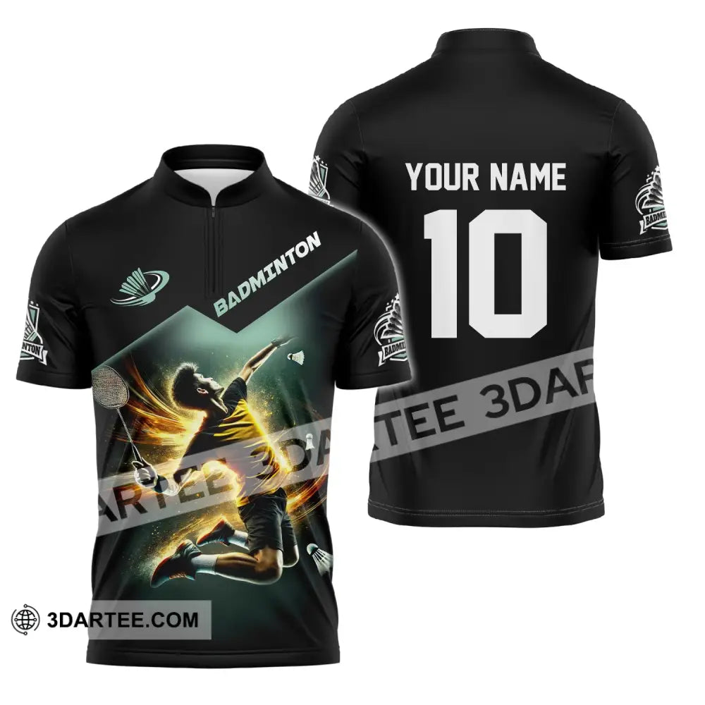 Man Shirt Custom Name And Number Badminton Polo Club Uniform T-Shirt Zipper / S