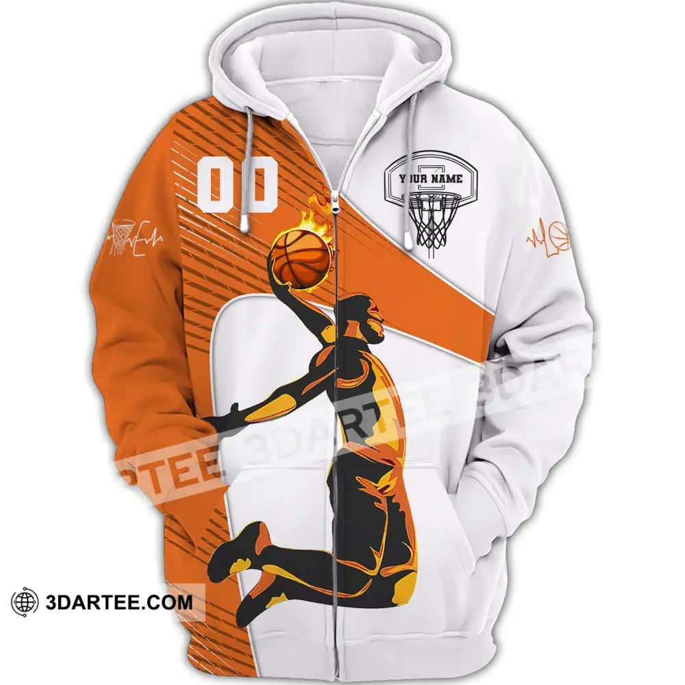 Man Shirt Custom Name And Number Basketball Fire Club Zipper Hoodie / S T-Shirt