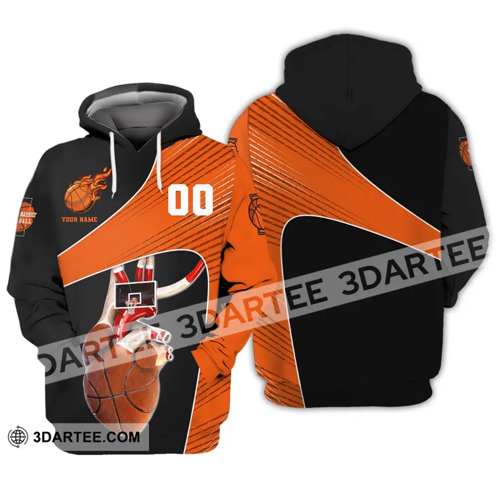 Man Shirt Custom Name And Number Basketball Heart Gift For Player Hoodie / S T-Shirt