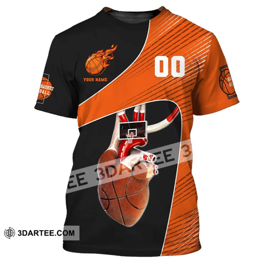 Man Shirt Custom Name And Number Basketball Heart Gift For Player T-Shirt / S