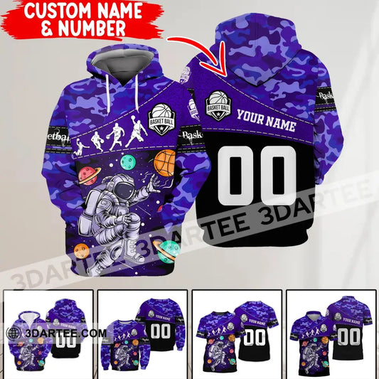 Man Shirt Custom Name And Number Basketball Hoodie Astronaut T-Shirt Gift For Player T-Shirt