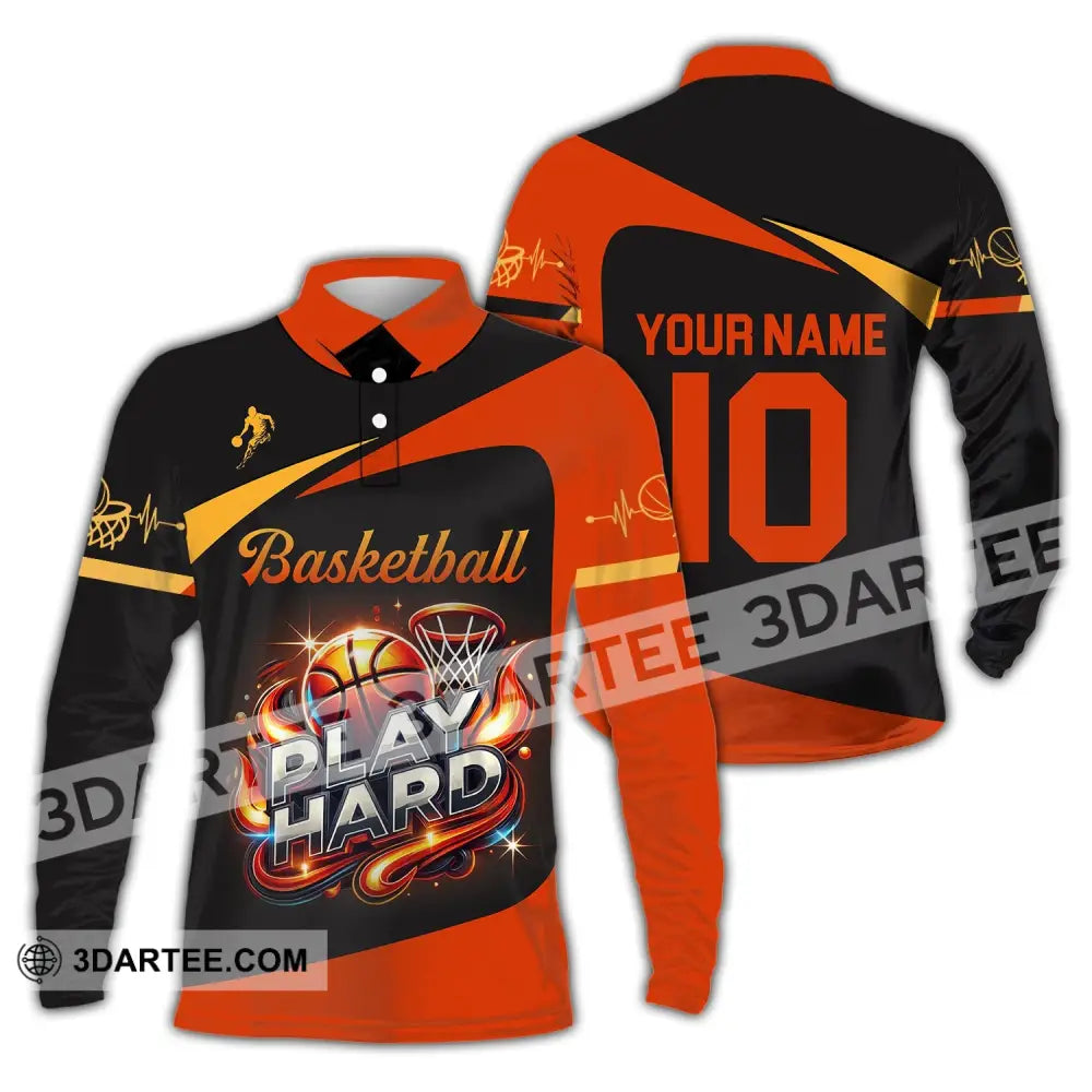 Man Shirt Custom Name And Number Basketball Polo Long Sleeve Club Uniform Lover Gift / S T-Shirt