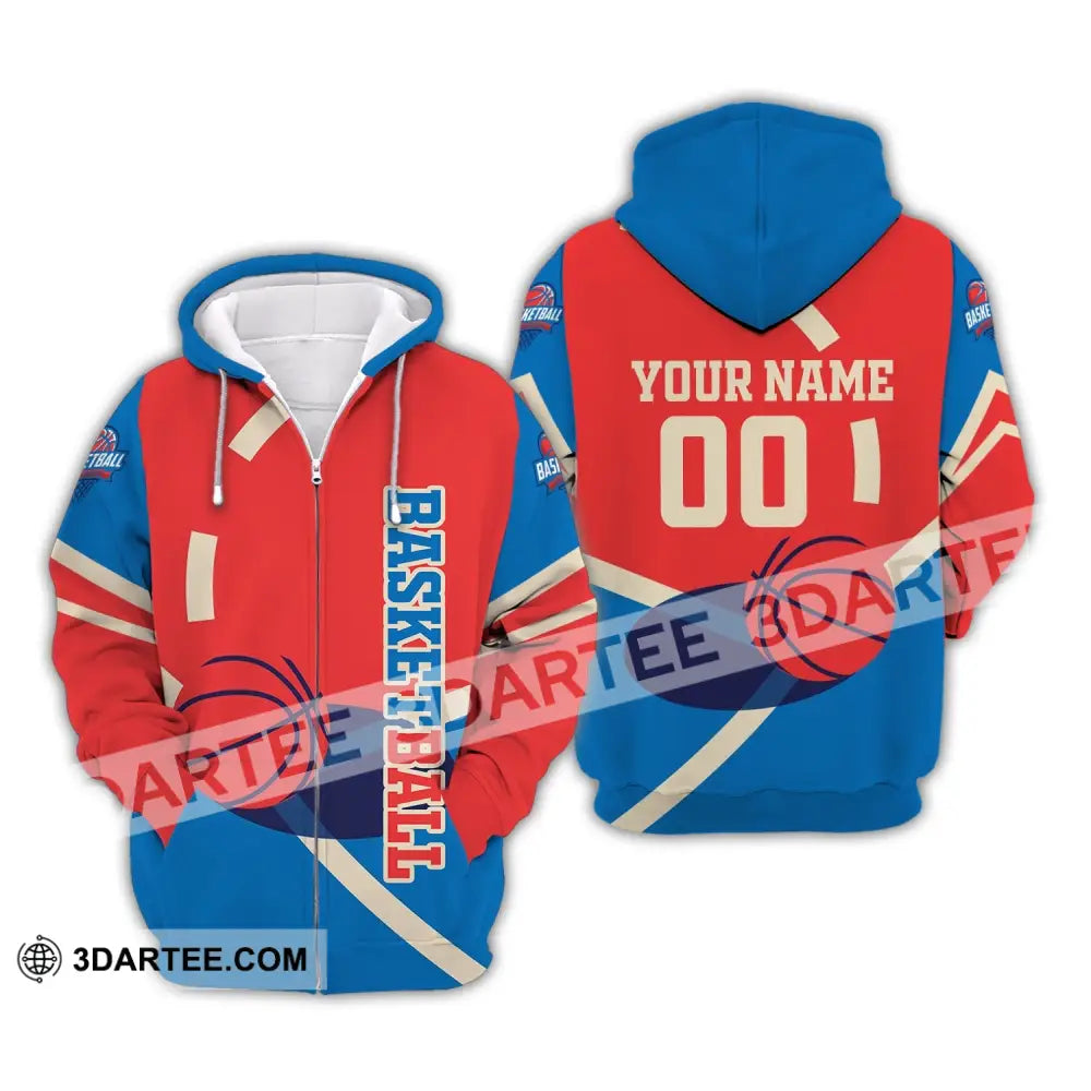 Man Shirt Custom Name And Number Basketball T-Shirt Gift For Player Zipper Hoodie / S T-Shirt