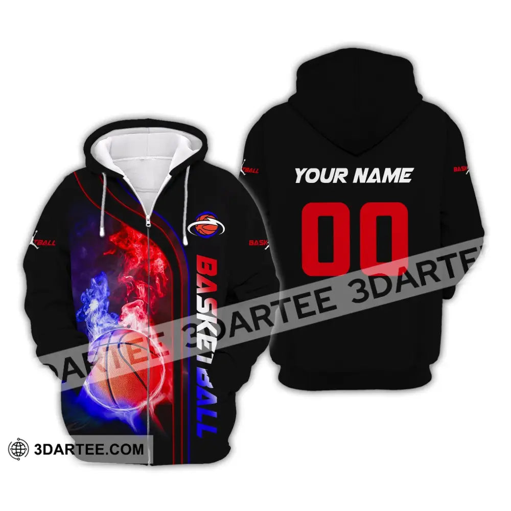 Man Shirt Custom Name And Number Basketball T-Shirt Gift For Player Zipper Hoodie / S