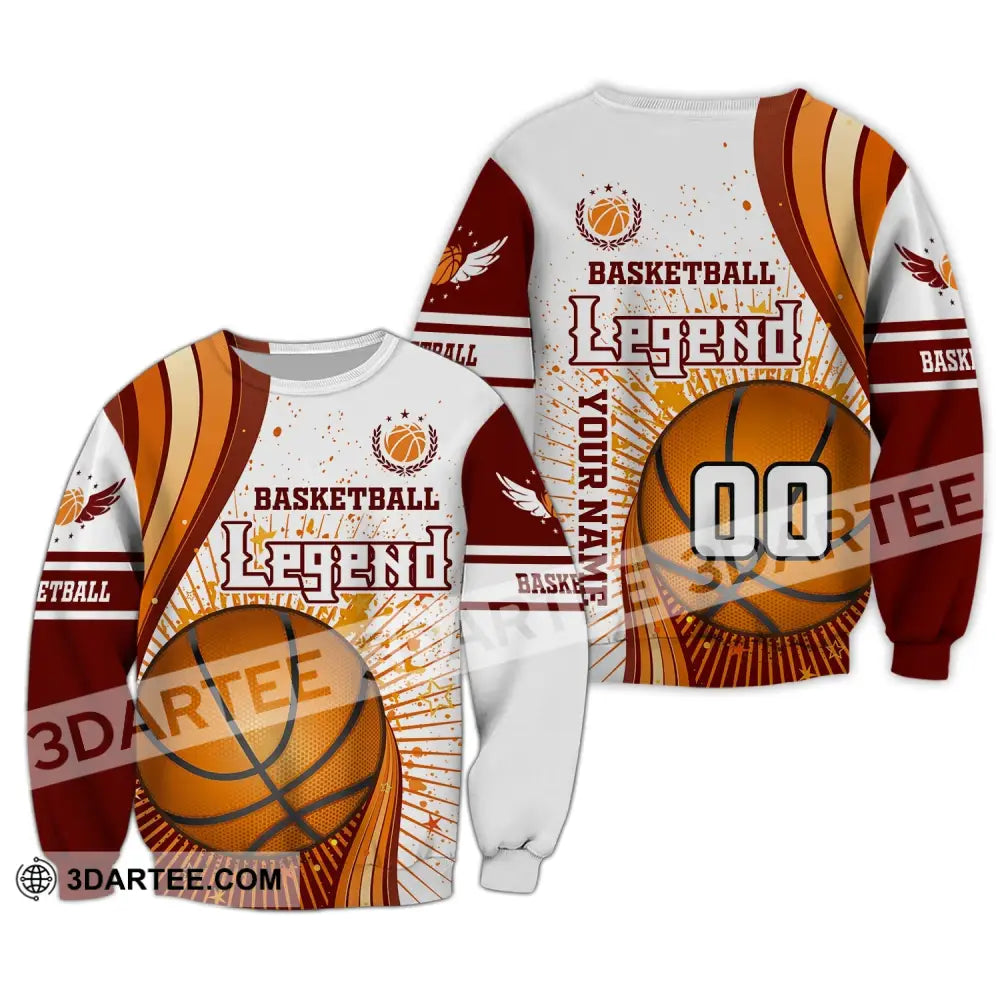 Man Shirt Custom Name And Number Basketball T-Shirt Legend Gift For Player Long Sleeve / S