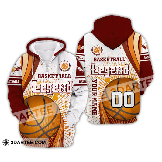 Man Shirt Custom Name And Number Basketball T-Shirt Legend Gift For Player Zipper Hoodie / S