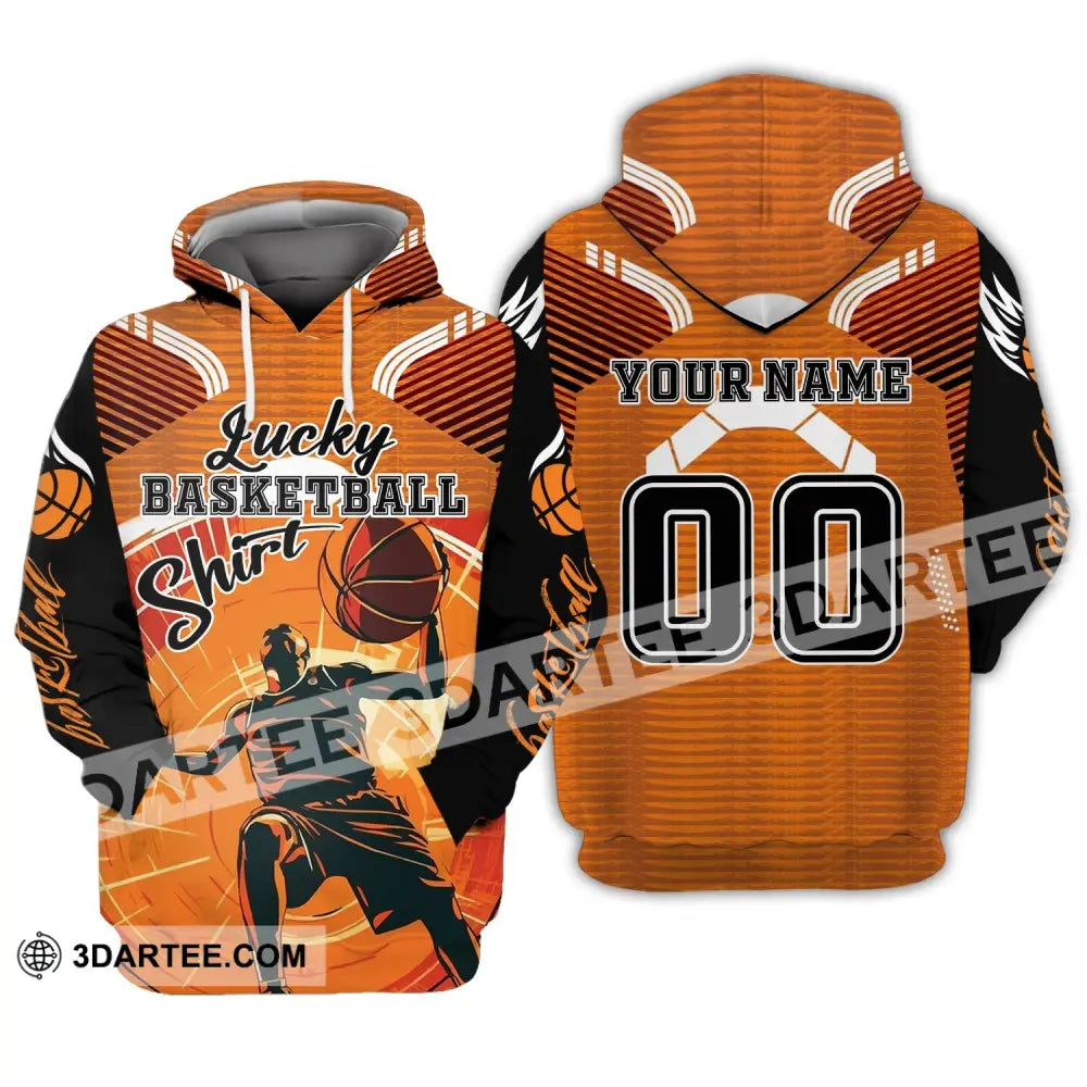 Man Shirt Custom Name And Number Basketball T-Shirt Lucky Gift For Player Hoodie / S T-Shirt