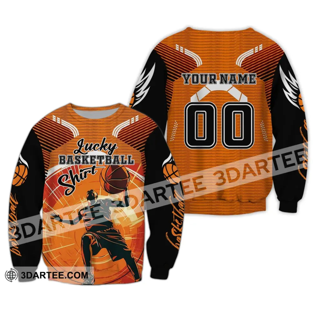 Man Shirt Custom Name And Number Basketball T-Shirt Lucky Gift For Player Long Sleeve / S T-Shirt